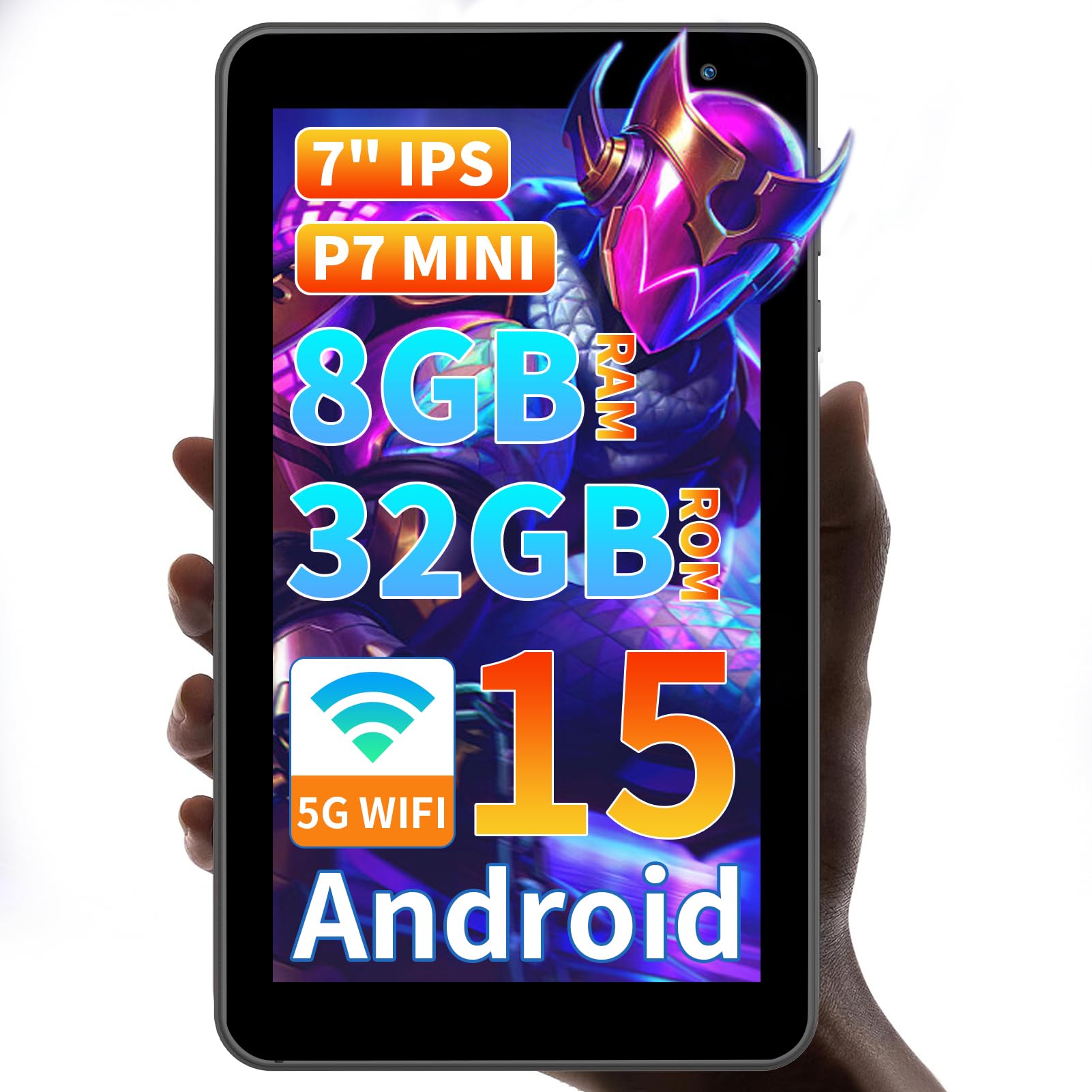 初登場 Android 15 タブレット 7インチ、タブレットアンドロイド 32GB ROM、IPSスクリーン、 電子書籍 漫画 ネット閲覧 動画視聴 データ閲覧、Type-C対応、超軽量、GPS未対応 ブラック